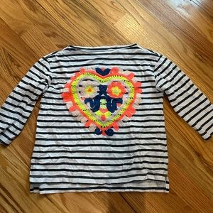 Crewcuts heart striped shirt. Size 6-7